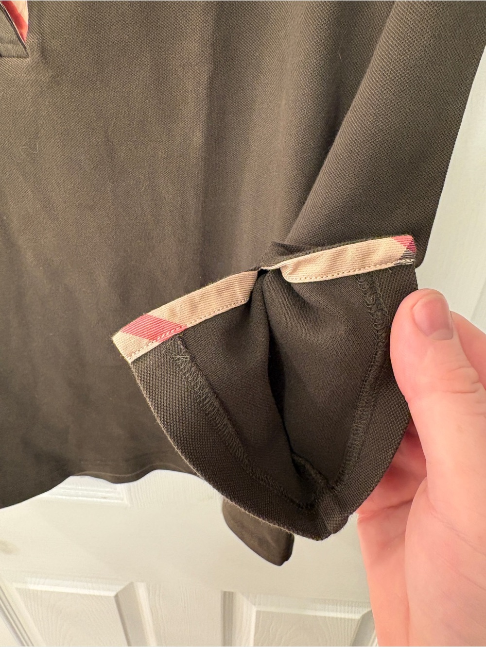 Burberry 3/4 Sleeve Olive Polo Shirt - Picture 6 of 7